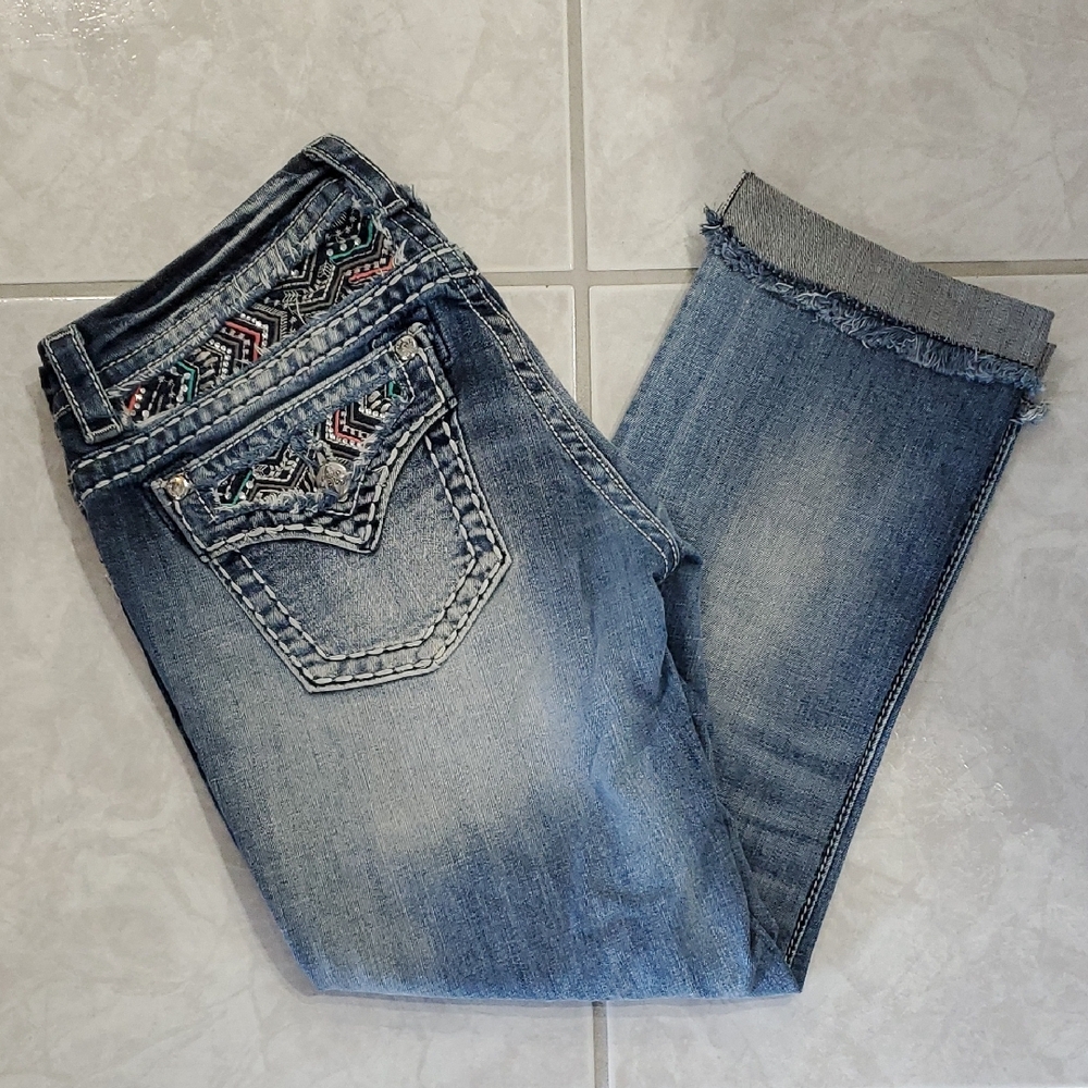 Women's Miss Me Crop Blue Jeans